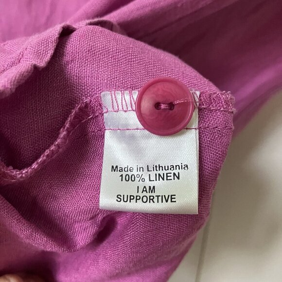 Flax Shirt Womens S Purple 100% Linen Button Up Tunic Long Line Boho Lagenlook - Picture 4 of 8